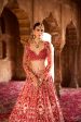 Ilakshi  Deep Red Zardosi Embroidery Bridal Lehenga Set Discount