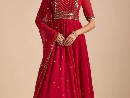 Red Anarkali Set Online now