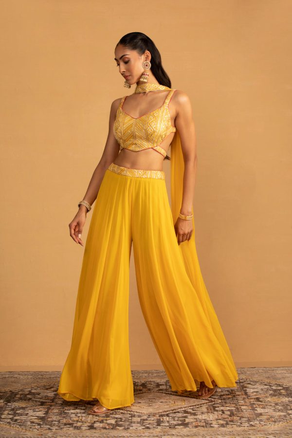 Yellow Palazzo Set For Cheap