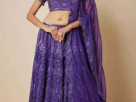 Purple Embroidered Lehenga Set Online Sale