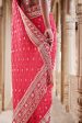 Anushna Handcrafted Badla Georgette Saree Red For Cheap