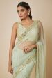 Pista Green Embroidered Sharara Sari Set Fashion