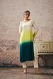 Beige To Dark Green Ombre Kurta Online