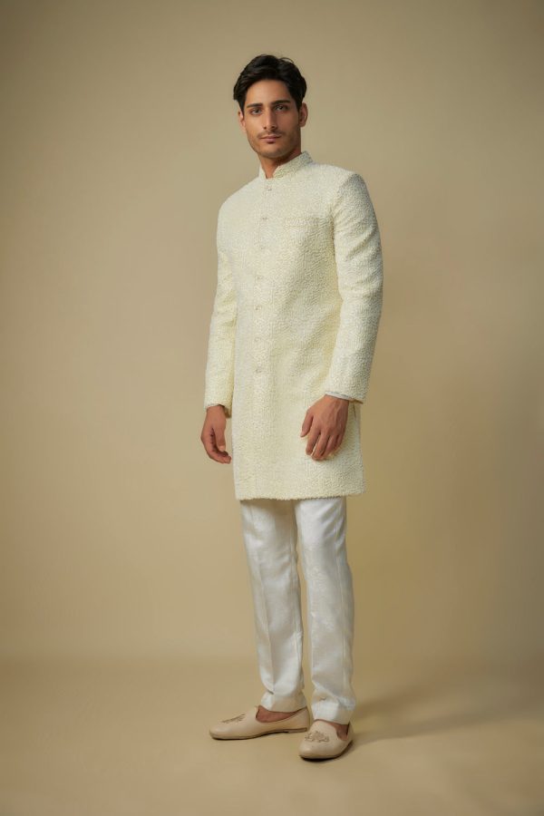 Yellow Embroiderd Sherwani With Pant Online Hot Sale