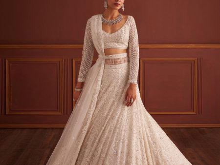 White Swarovski Embellished Lehenga Sale