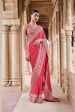 Anushna Handcrafted Badla Georgette Saree Red For Cheap