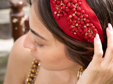 Red Headband With Red And Gold Detailing Discount