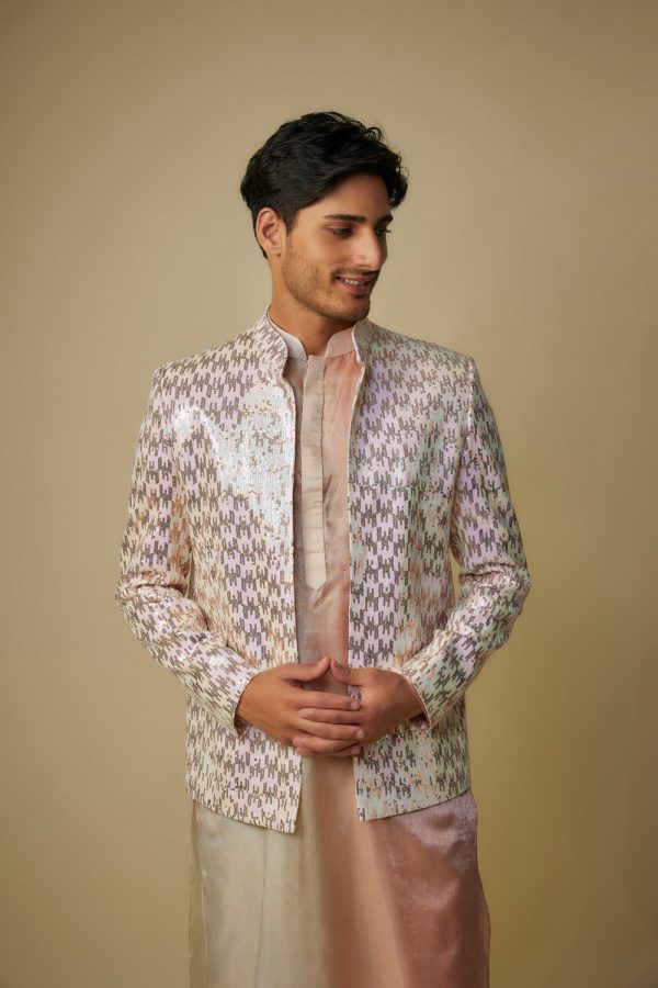 Pink Sequence Jacket With Kurta And Pant Online