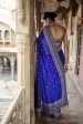 Anushna Handcrafted Badla Georgette Saree Blue Sale