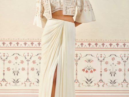 Mesnata Embroidered Skirt Set - Ivory For Sale