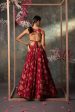 Pink Printed Backless Top And Lehenga Set With Embroidery Sale