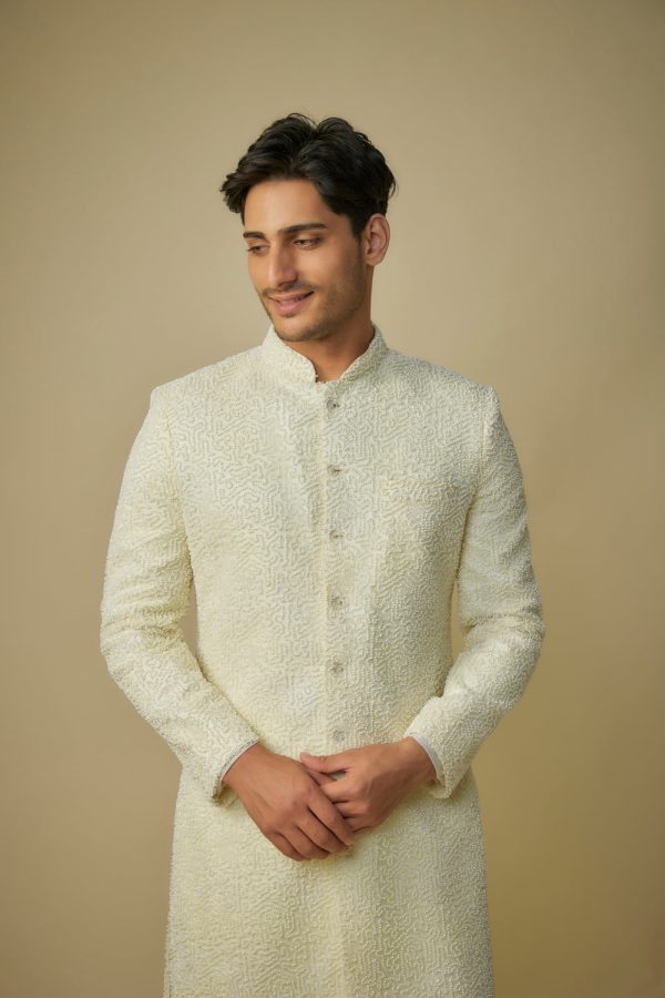 Yellow Embroiderd Sherwani With Pant Online Hot Sale