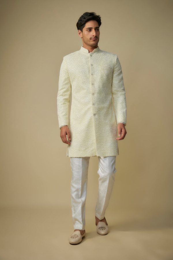 Yellow Embroiderd Sherwani With Pant Online Hot Sale