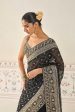 Anushna Handcrafted Badla Georgette Saree Black on Sale