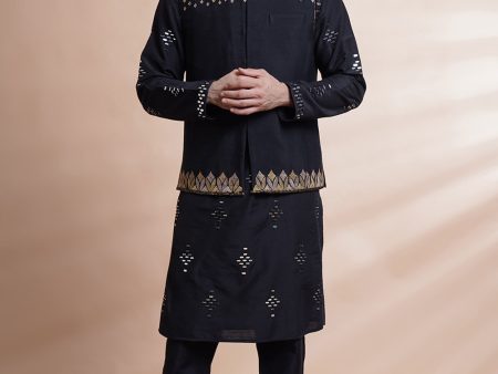 Black Embroidered Bundi Discount