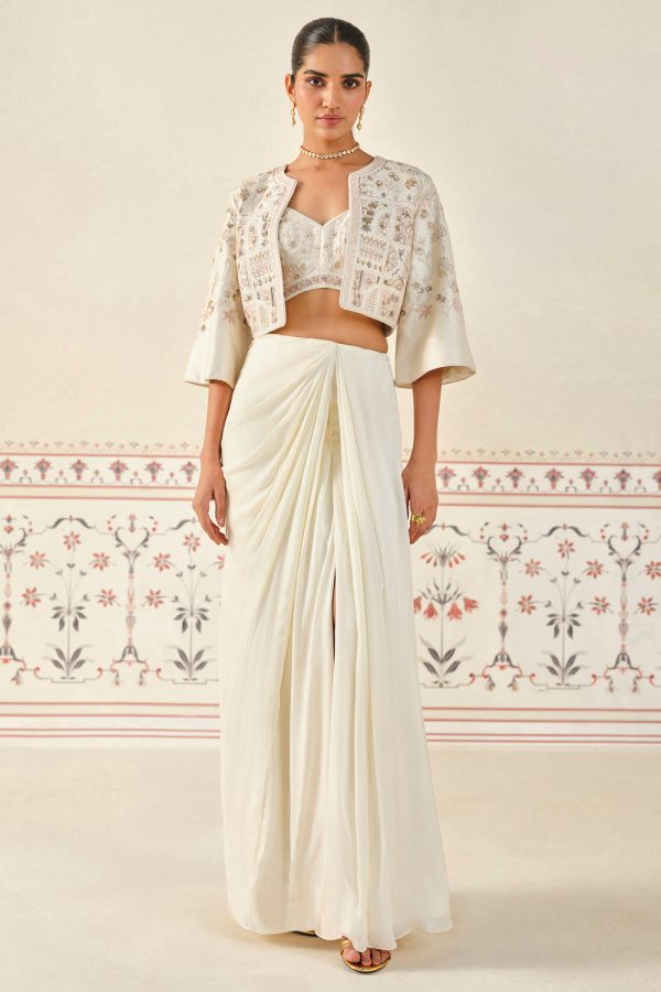 Mesnata Embroidered Skirt Set - Ivory For Sale