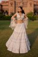 Armina  Silver Sequin And Crystal Beads Hand Embroidered Lehenga Set With Cape Online