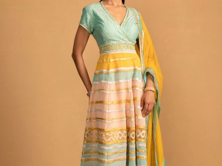 Aqua Multicolour Anarkali Set Cheap