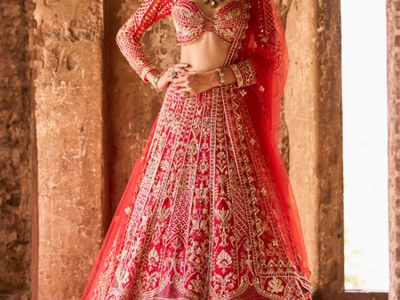 Rivanta   Red Zardosi Bridal Lehenga Set Online Hot Sale