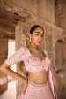 Saasha  Pink Lotus And Elephant Motif Zardosi Bridal Lehenga Set Hot on Sale