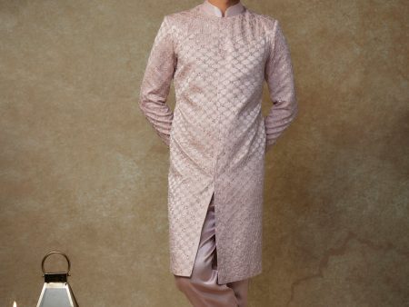 Dusty Pink Embroided Sherwani With Pant Online