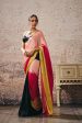 Black Blouse With Black And Red Peach Gold Ombre Saree on Sale