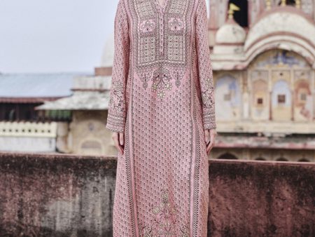 Alara Embroidered Mul Kaftan - Blush For Discount