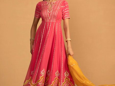 Peach Pink Anarkali Set Online Hot Sale