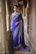 Anushna Handcrafted Badla Georgette Saree Blue Sale