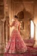 Ilakshi  Deep Red Zardosi Embroidery Bridal Lehenga Set Discount