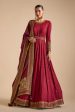 Embroidered Cuff Tussar Anarkali Set For Sale