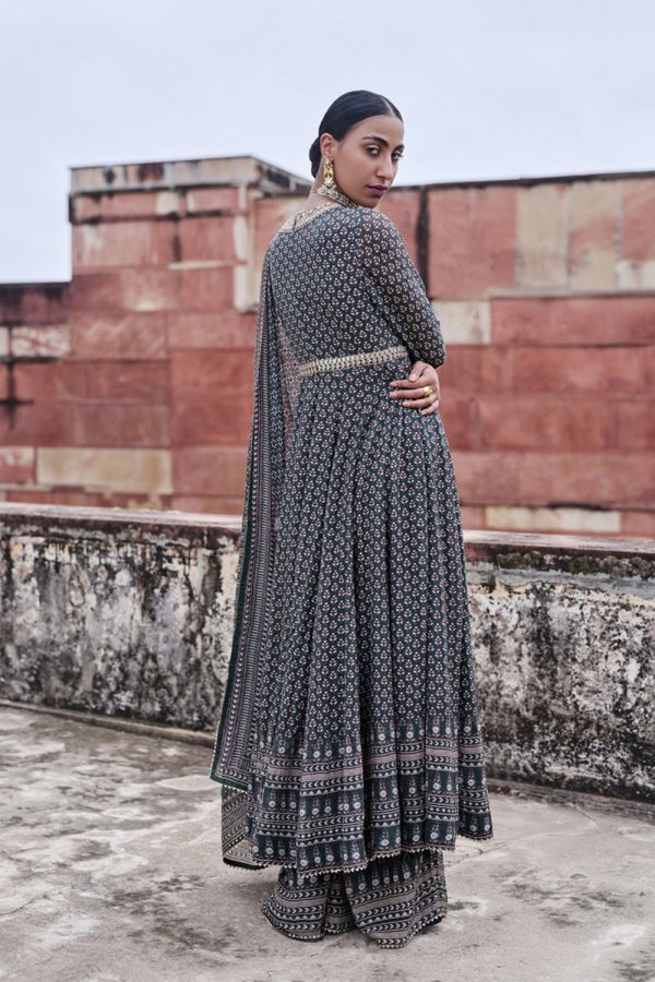 Arvia Printed Mul Anarkali Set - Green Online