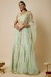 Pista Green Embroidered Sharara Sari Set Fashion