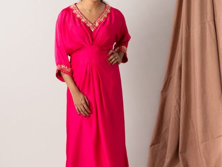 Armani Silk Satin Kaftan With Hand Embroiderdd Neck And Sleeve Ends Online