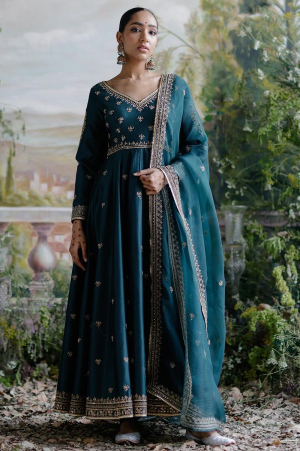 Dark Green Anarkali Set Supply