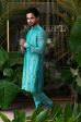 Airy Aqua Camel Embroidered Kurta Sets Supply