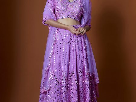 Ultra Pink Mirror Embroidered Lehenga Set Cheap