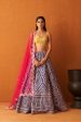 Purple Raw Silk Lehnga Set For Sale