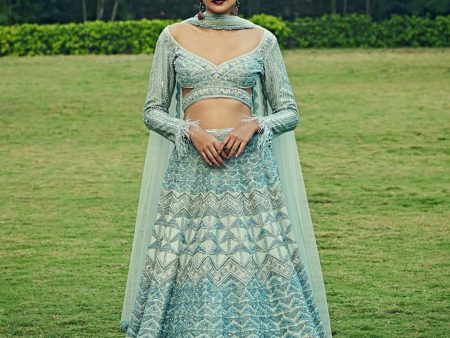 Arctic Blue Lehenga Online Sale