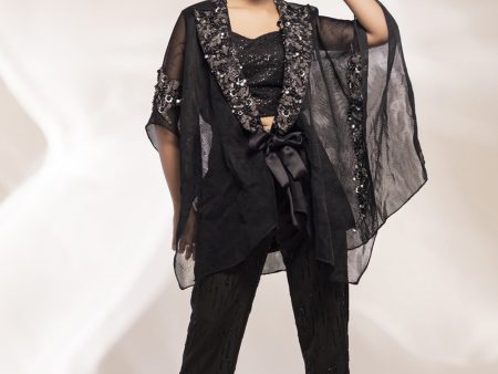 Black Scuba Mesh Kaftan Jacket Fashion