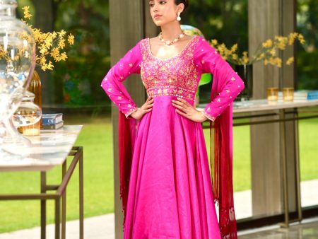 Pink Mahi Anarkali Set Cheap