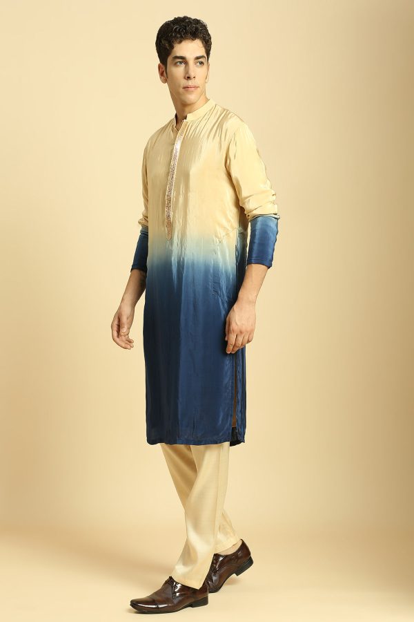 Beige Blue Ombre Kurta With Beige Pant Sale