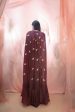 Wine Pant Saree With Cape For Discount