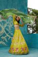 Yellow  printed lehenga set ornamented with embroidery neckline ,chiffon sleeves and printed organza dupatta Online Sale