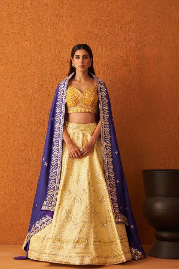 Yellow Raw Silk Lehnga Set Online Hot Sale