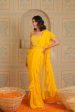 Yellow Drape Saree With Blouse And Belt Hot on Sale