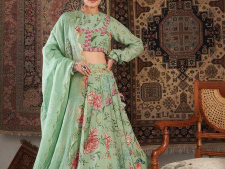 Zara Mint Green Lehenga Set For Cheap