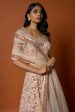 Baby Pink 3D Rose Embroidered Lehenga Set Cheap