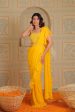 Yellow Drape Saree With Blouse And Belt Hot on Sale