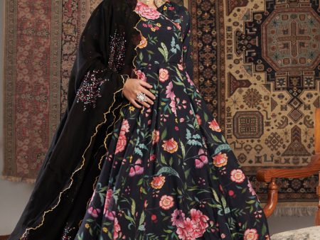 Black Anarkali Set Of 3 Online